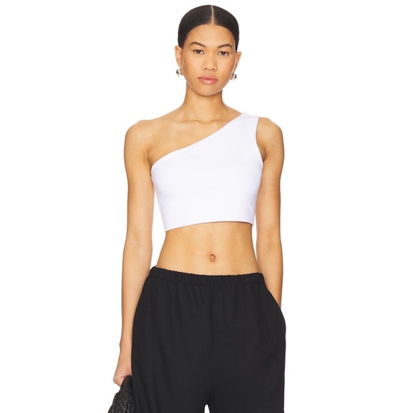Susana Monaco x Revolve One Shoulder Crop Top in Sugar White - Picture 1 of 10